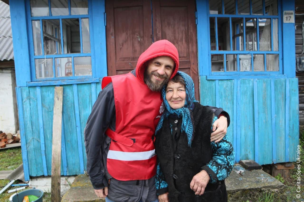 Vyacheslav Grynevych mit einer Frau in Kiew.